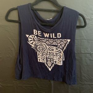 Navy elephant crop top            A14